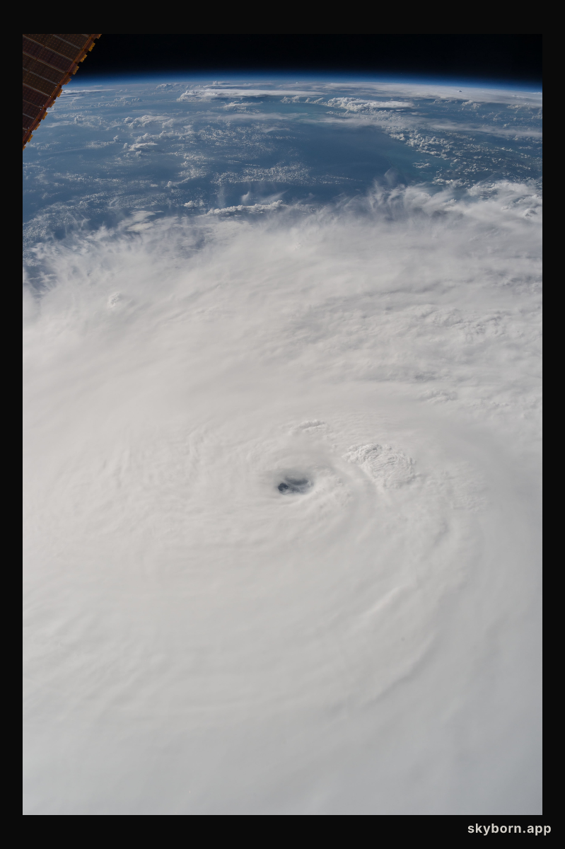 Hurricane Matthew, a huge category 4 level storm, as seen from the International Space Station Oct