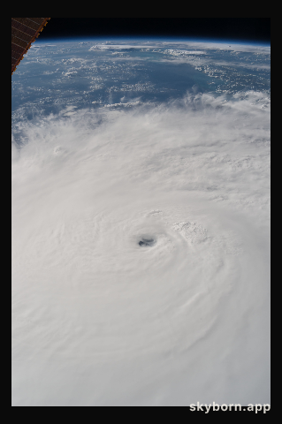 Hurricane Matthew, a huge category 4 level storm, as seen from the International Space Station Oct