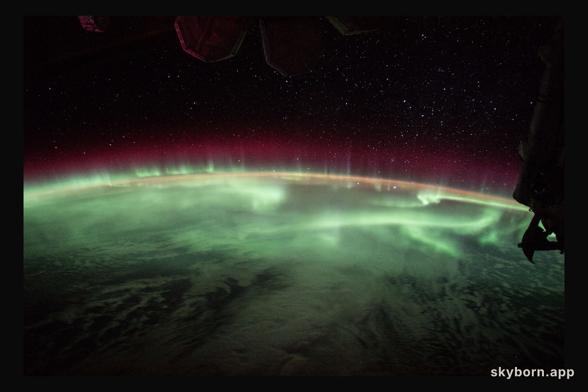 This image of the Earths aurora was take on board the International Space Station on June 25, 2017