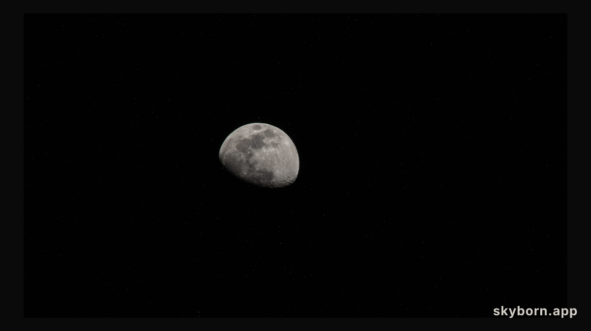 The moon is photographed in its waxing gibbous phase as the International Space Station orbited 256 miles