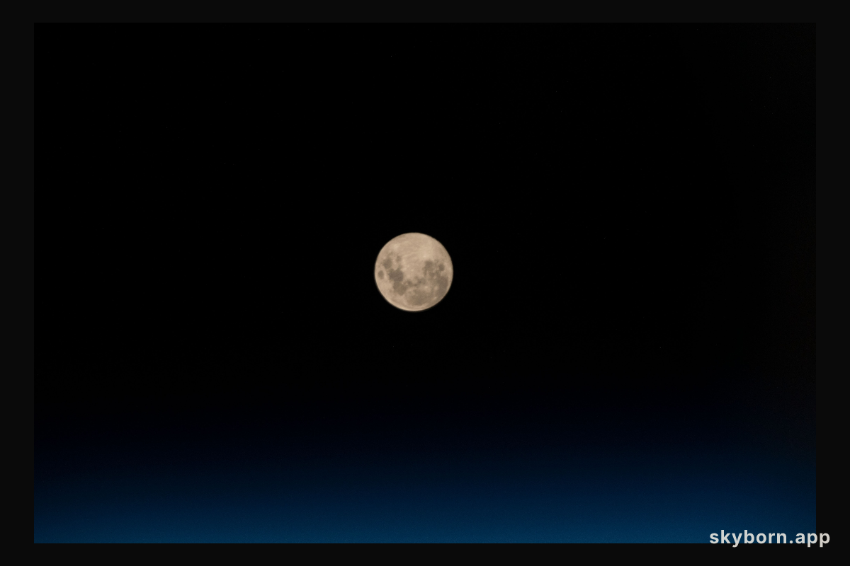 The full moon is pictured from the International Space Station as the orbiting complex orbited 263 miles
