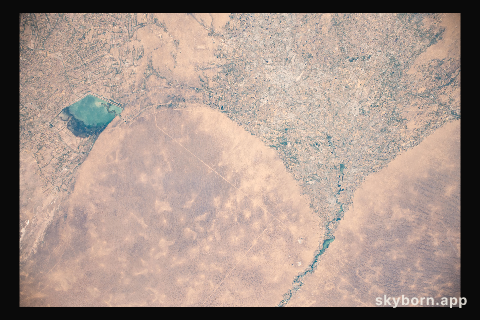 The Murghab river flows into the oasis city of Mary in the Karakum Desert in Turkmenistan