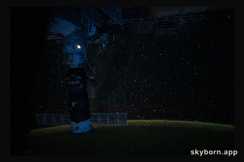 The International Space Station was orbiting 258 miles above the Bay of Bengal during an orbital nighttime when this