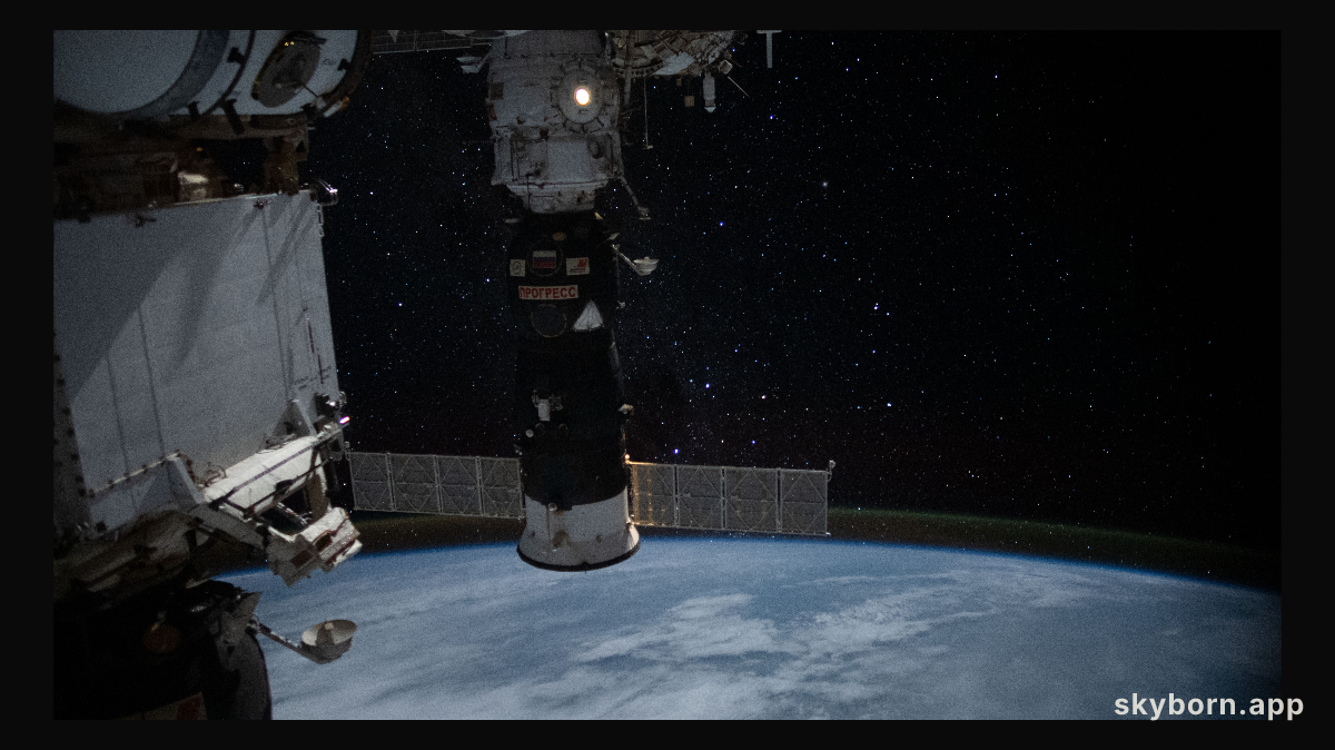 Earth's atmospheric glow is back-dropped by a starry Milky Way as the International Space Station orbited 258 miles