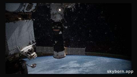 Earth's atmospheric glow is back-dropped by a starry Milky Way as the International Space Station orbited 258 miles