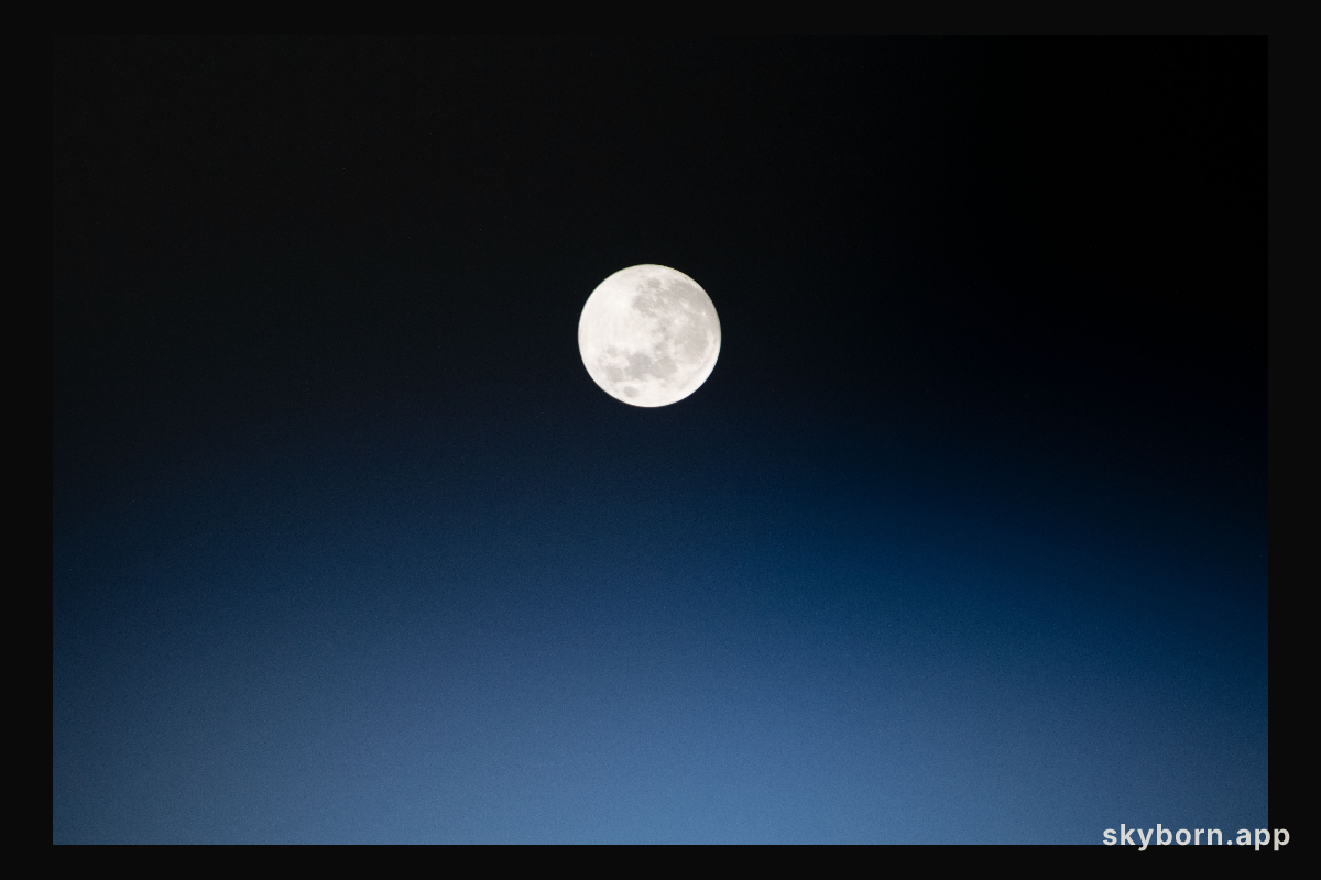 The full moon is pictured as the International Space Station orbited 257 miles above Peru in South America