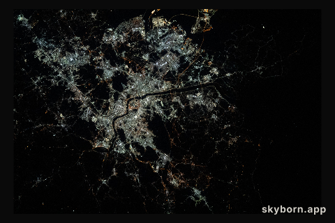 The night lights of Seoul, South Korea, and surrounding cities are pictured from the International Space Station as it