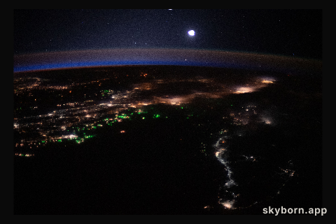 The International Space Station was orbiting 262 miles above the Bay of Bengal when an Expedition 62 captured this