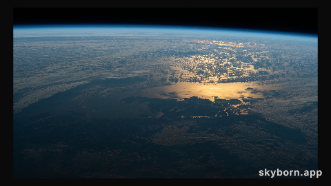 The sun's glint beams off the South Pacific coast of southern Chile's Laguna San Rafael National Park