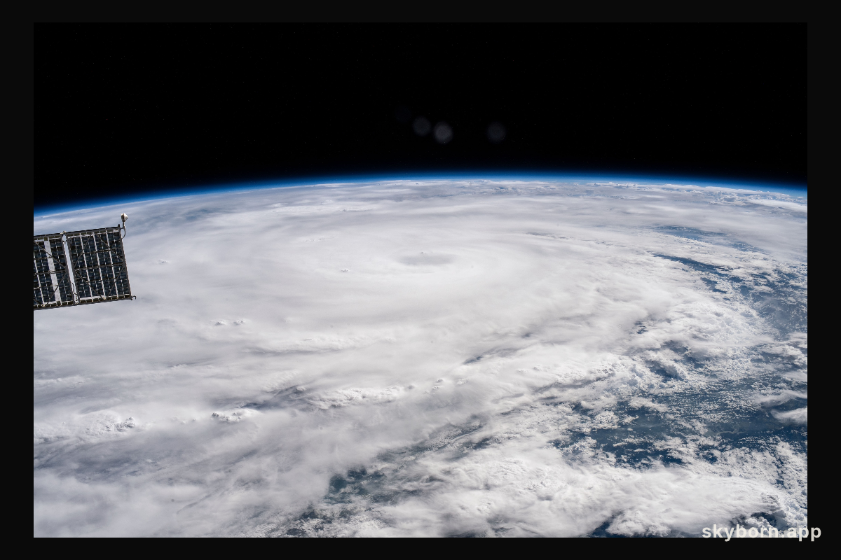 Hurricane Hanna is pictured hitting the southern coast of Texas from the International Space Station