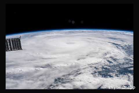 Hurricane Hanna is pictured hitting the southern coast of Texas from the International Space Station