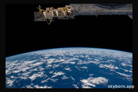 Earth's limb, or horizon, is pictured from the International Space Station as it orbited above the Pacific Ocean off