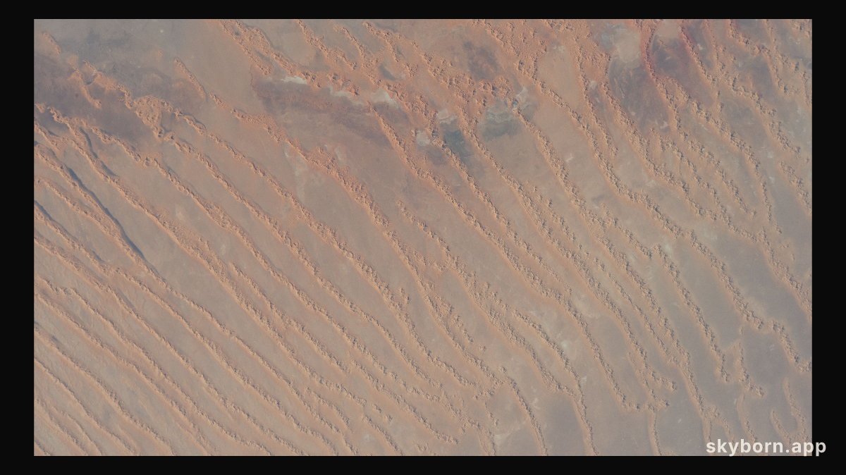 A portion of the Sahara Desert in central western Algeria is pictured from the International Space Station as it