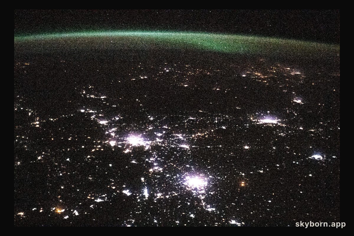 This view from the International Space Station, as it orbited 264 miles above Kazakhstan, looks north towards Russia