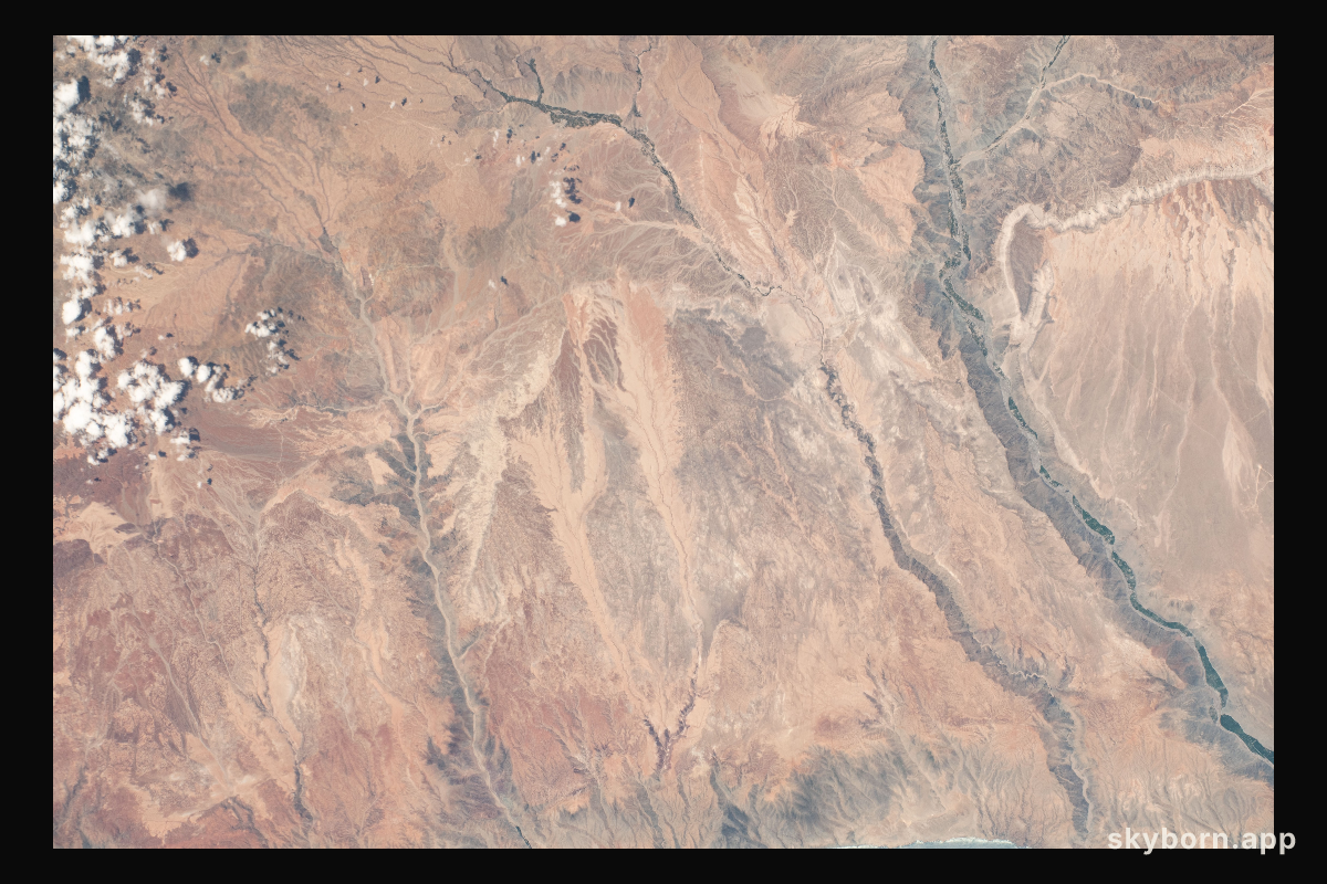 The subtropical desert climate of the southern coast of Peru is pictured from the International Space Station as it