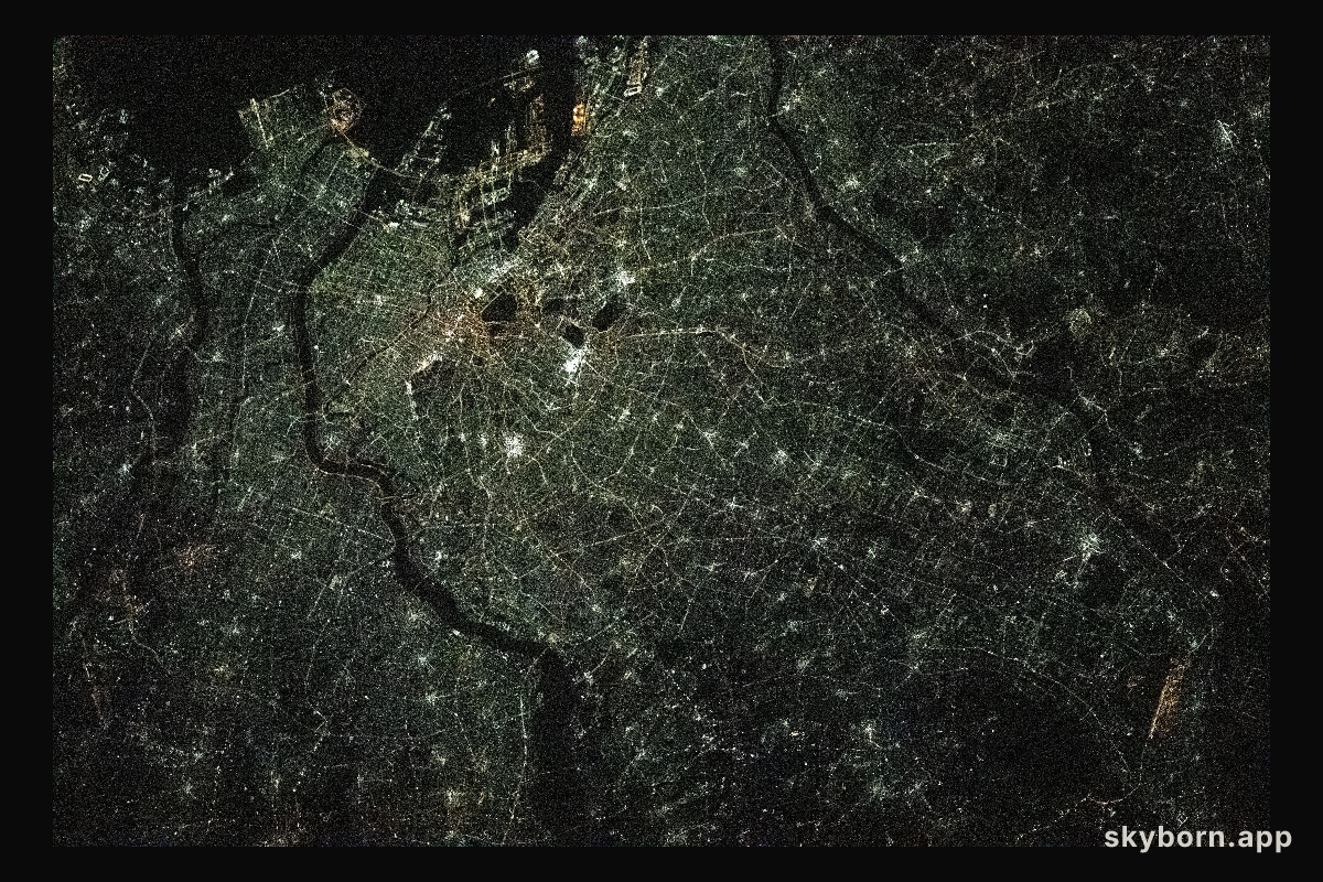The night lights of Tokyo, Japan, are pictured from the International Space Station as it orbited 261 miles