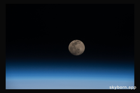 A Full Moon is pictured above the Earth's horizon as the International Space Station orbited 264 miles over the East