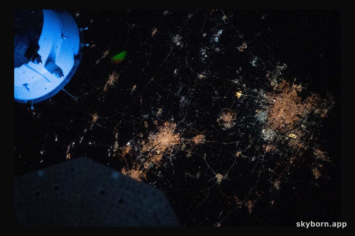 The night lights of Beijing and Tianjin in China are pictured from the International Space Station as it orbited 264
