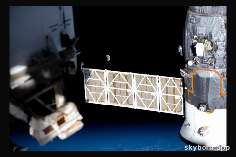 The Moon pictured during a lunar eclipse is seen from the International Space Station during a northwest to southeast