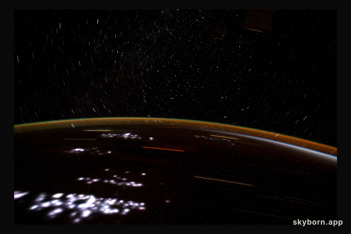 This long exposure photograph, taken from the International Space Station as it orbited 262 miles above the Democratic