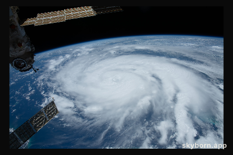 Hurricane Ida is pictured as a category 2 storm from the International Space Station as it orbited 263 miles