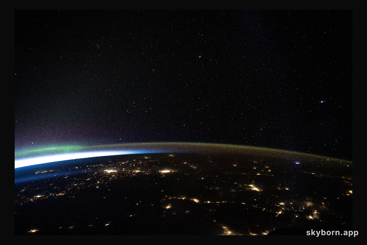 The International Space Station orbits 266 miles above the north Pacific Ocean off the coast of British Columbia