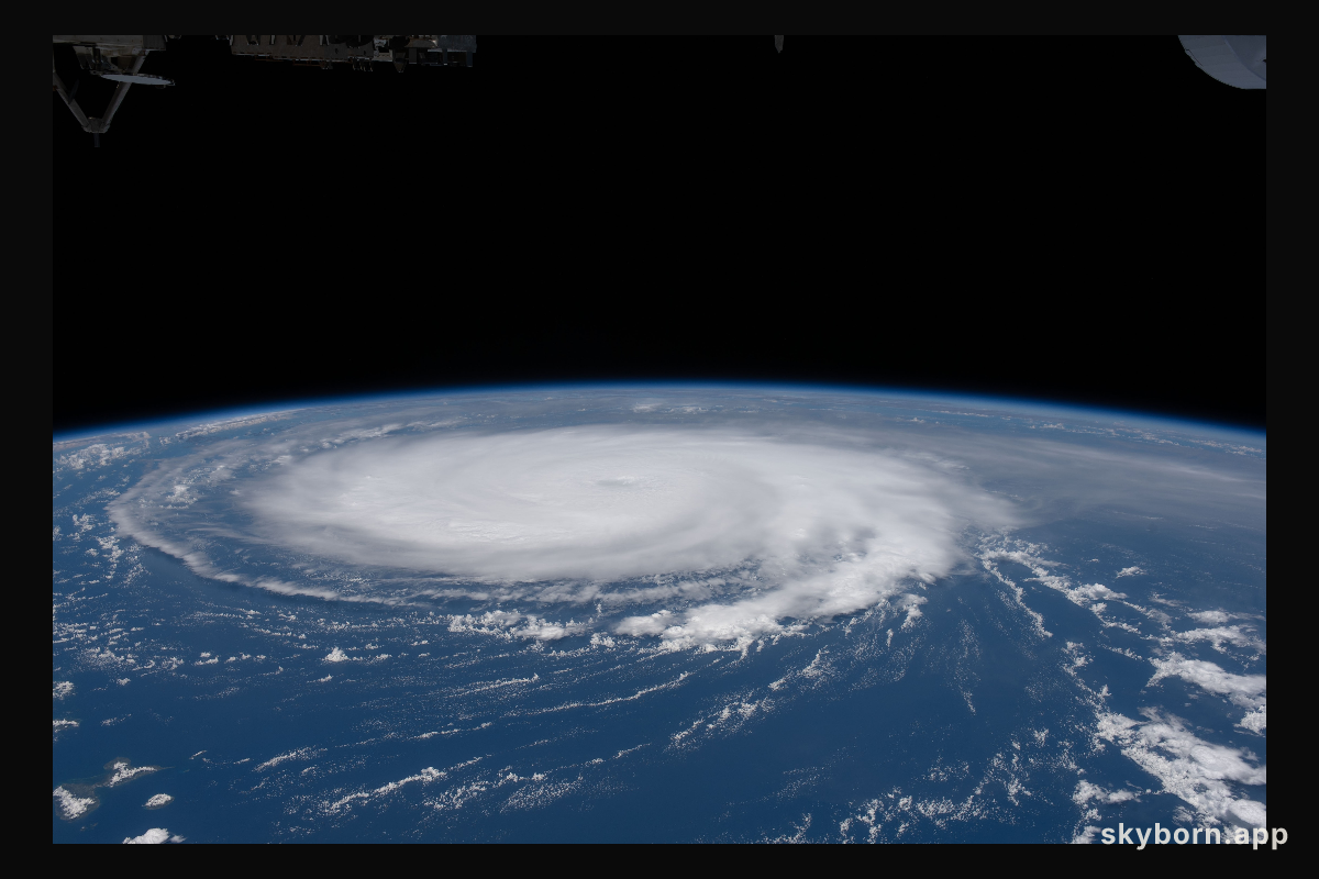 The International Space Station orbits 259 miles above Trinidad and Tobago as Hurricane Sam churned in the Atlantic
