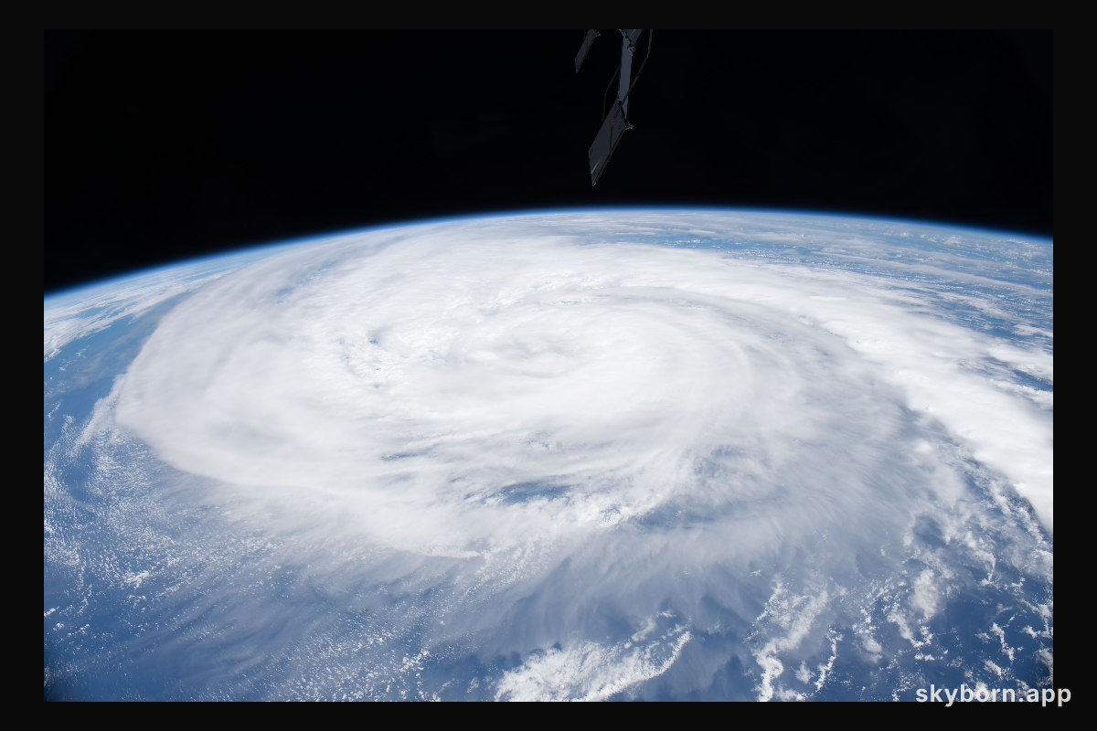 A typhoon is pictured from the International Space Station as it orbited 260 miles above the Philippine Sea in between