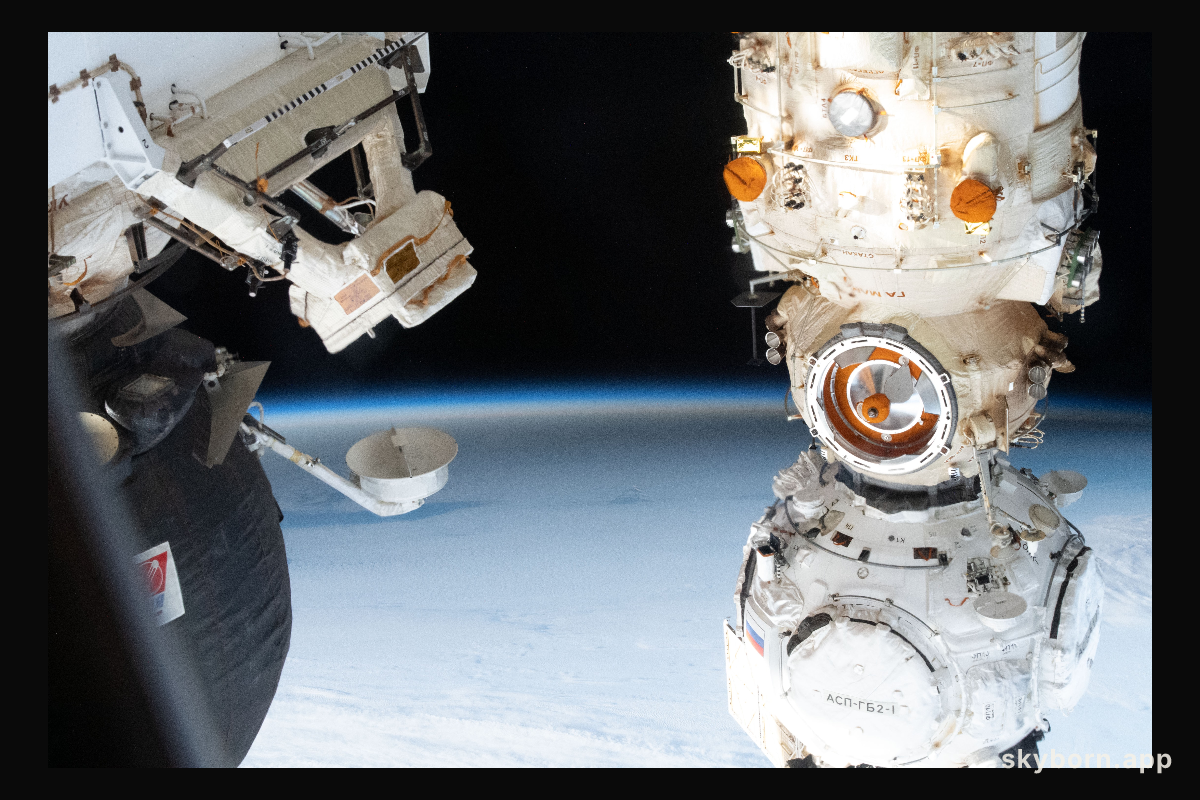 The Moon's shadow, caused by a solar eclipse over Antarctica, is pictured from the International Space Station as it