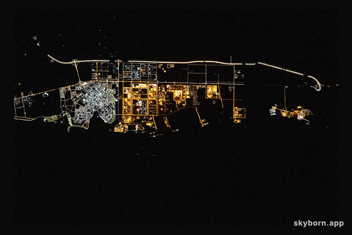 The city lights of Yanbu, a Saudi Arabian port city on the Red Sea coast, are pictured during an orbital nightime pass