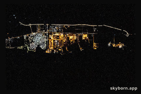 The city lights of Yanbu, a Saudi Arabian port city on the Red Sea coast, are pictured during an orbital nightime pass