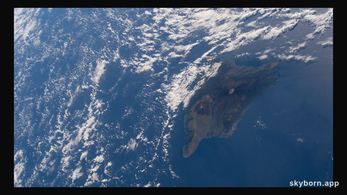 Hawaii's big island and its two major volcanoes Mauna Kea and Mauna Loa are pictured from the International Space