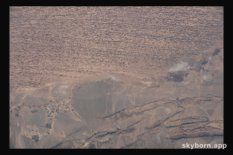 The hot and arid desert geography of Kerman Province in central Iran is pictured from the International Space Station