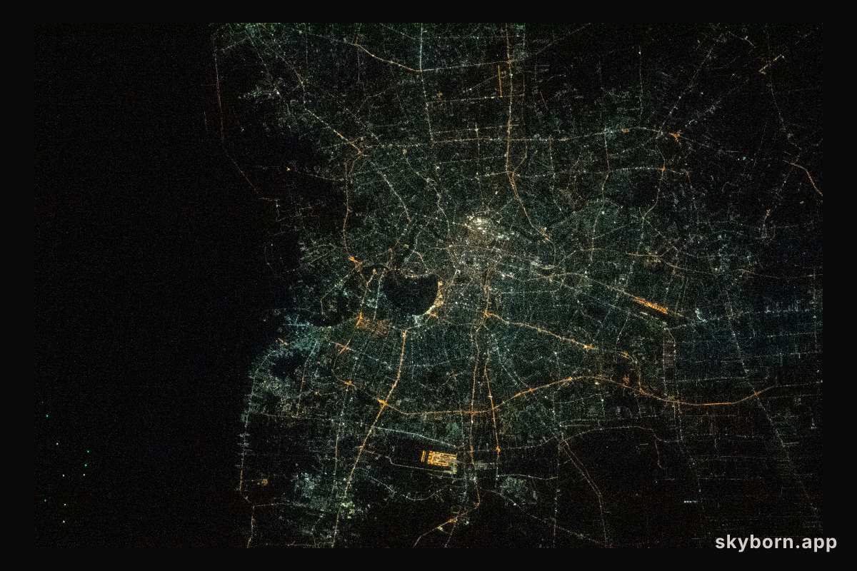 The city lights of Bangkok, the capital of Thailand, are pictured from the International Space Station as it orbited