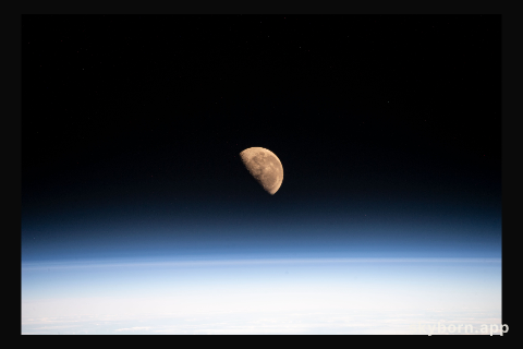 The Moon, pictured the day before going into its Last Quarter phase, is seen from the International Space Station as it