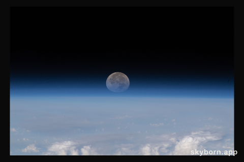 As the Moon sets below Earth's horizon the atmosphere refracts, or bends, its light making it appear flatter in this