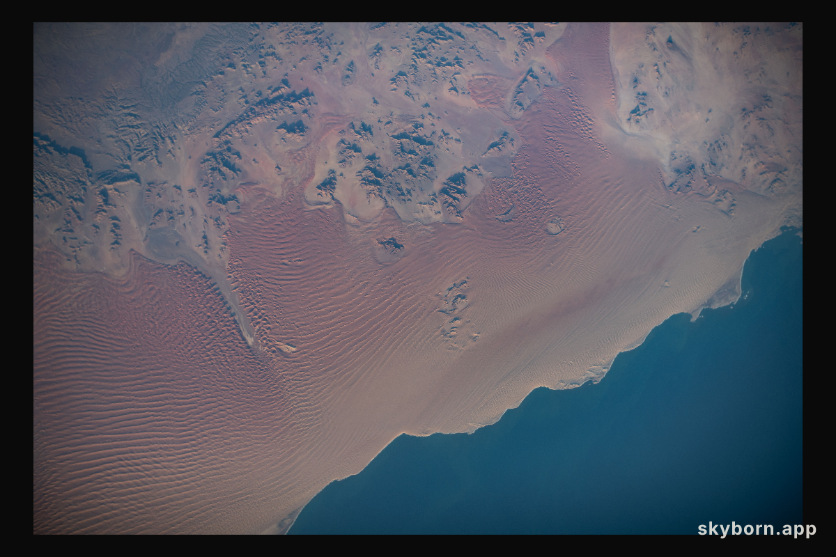 The Namib Desert on Namibia's Atlantic coast is pictured from the International Space Station as it orbited 261 miles