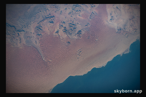 The Namib Desert on Namibia's Atlantic coast is pictured from the International Space Station as it orbited 261 miles