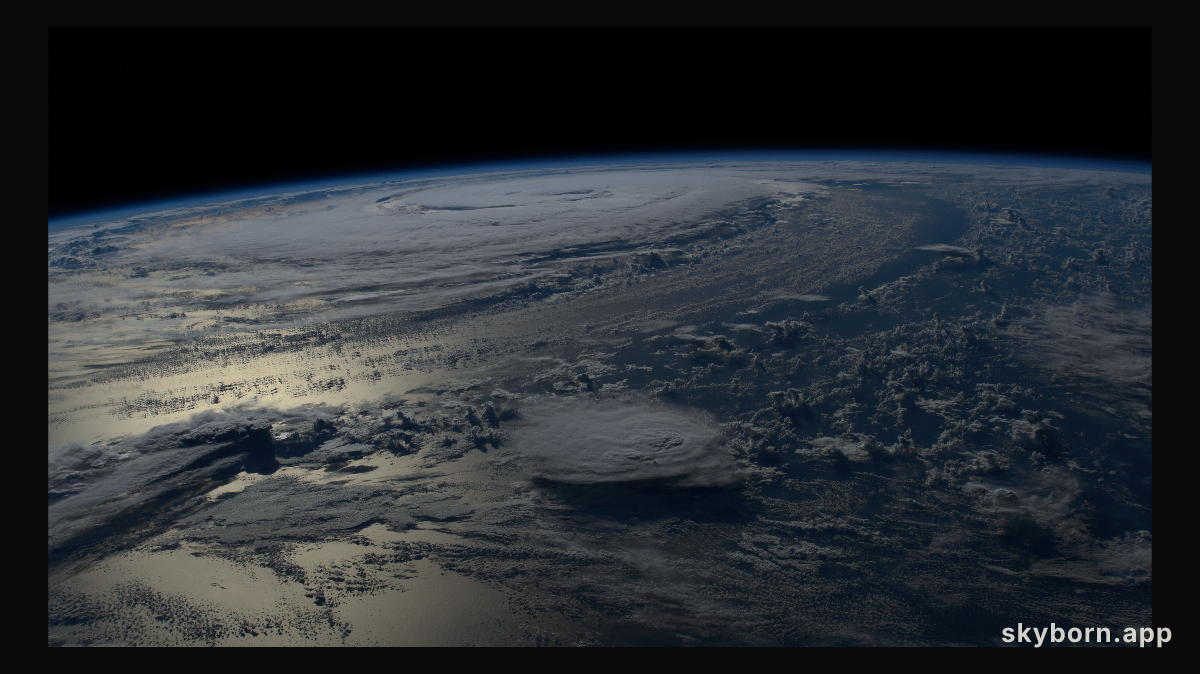 Hurricane Danielle is pictured near the Earth's horizon from the International Space Station as it orbited 261 miles