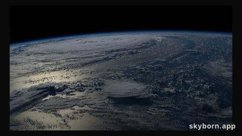 Hurricane Danielle is pictured near the Earth's horizon from the International Space Station as it orbited 261 miles