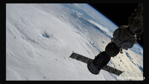 Hurricane Fiona is pictured from the International Space Station as it orbited 259 miles above the Atlantic Ocean north