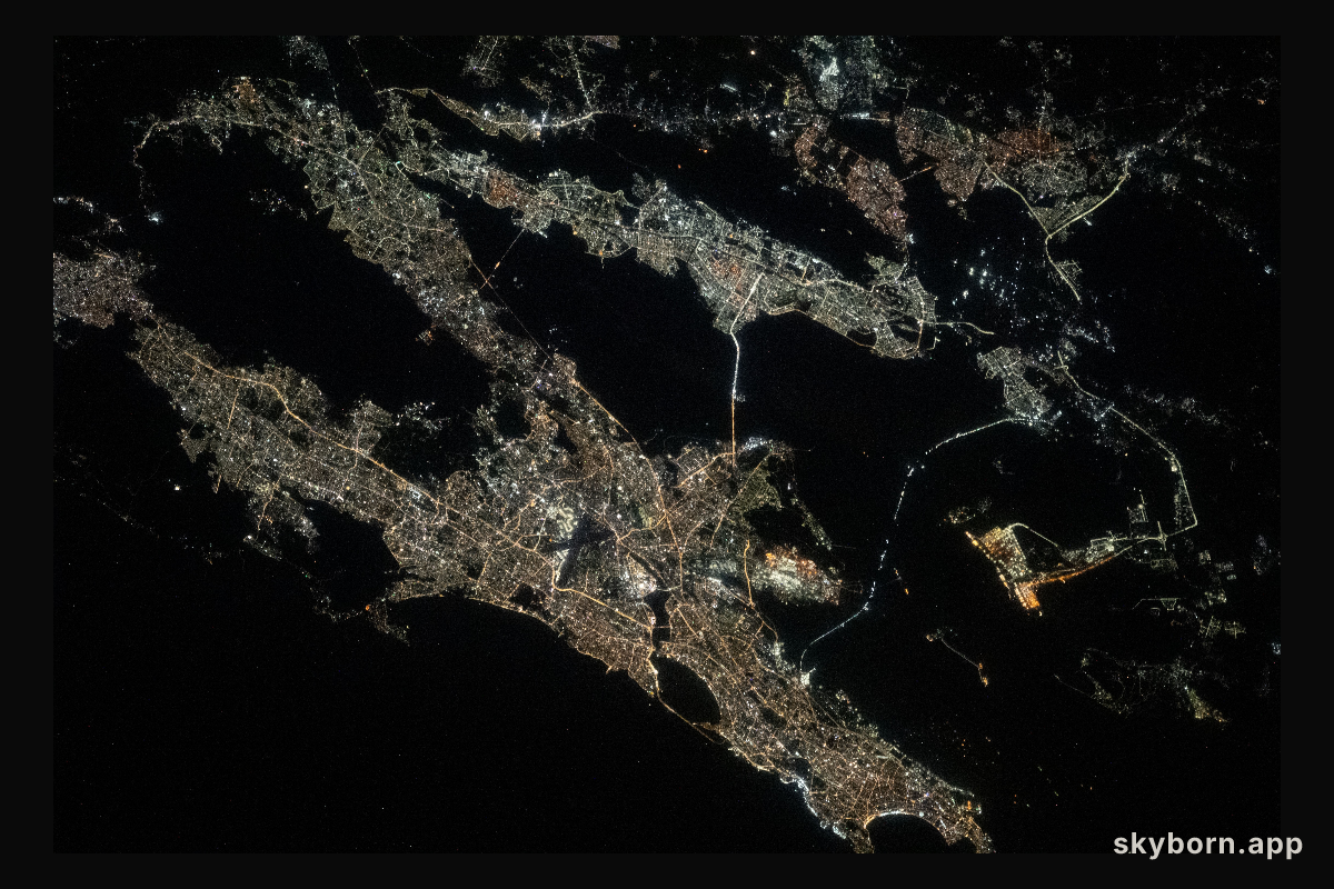 The city lights of Mumbai, India, on the coast of the Arabian Sea are pictured from the International Space Station