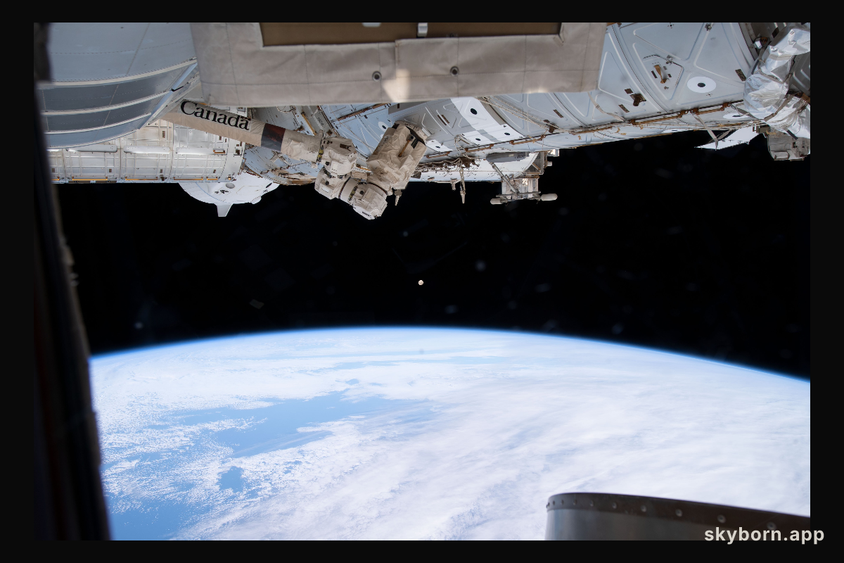 The Moon as the International Space Station Orbits 268 Miles Above the Coast of Argentina