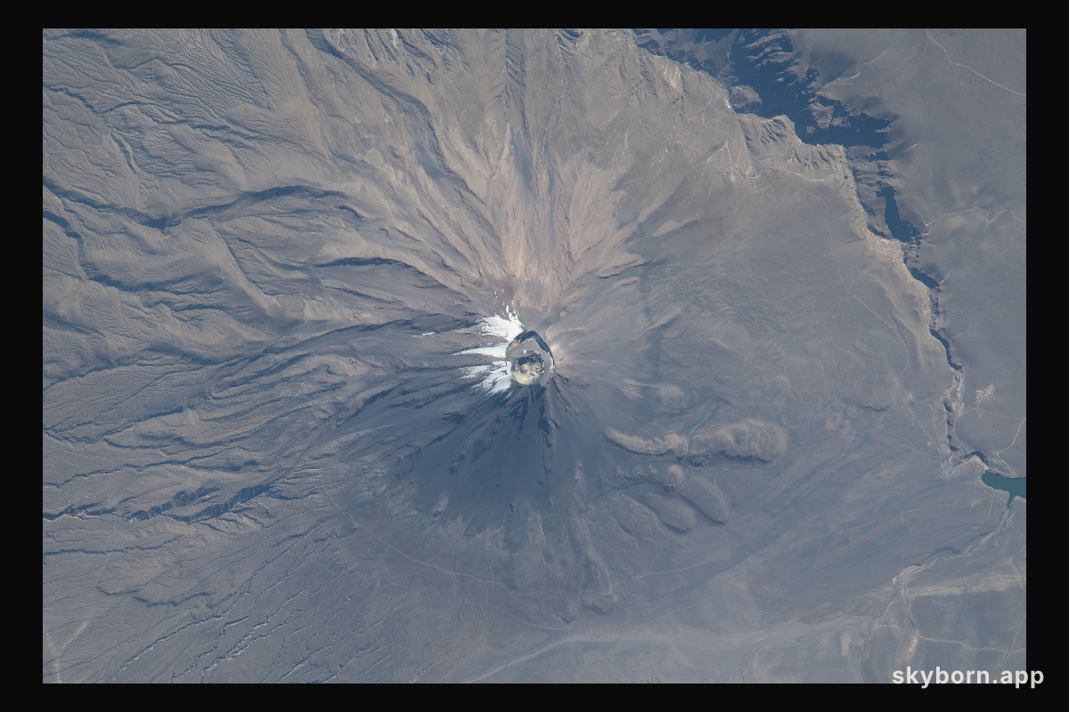 El Misti Volcano, which towers 5,822 meters (19,100 feet) high, is characterized by alternating layers of lava