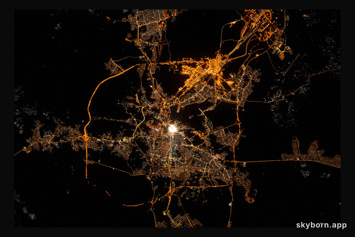 The city lights of Mecca, Islam's holiest city in the desert valley of western Saudi Arabia, are pictured