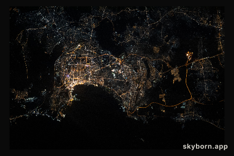 The night lights of Baku, the capital city of Azerbaijan, are pictured from the International Space Station as it