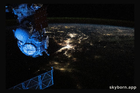 This nighttime view from the International Space Station shows the city lights of the northeastern United States
