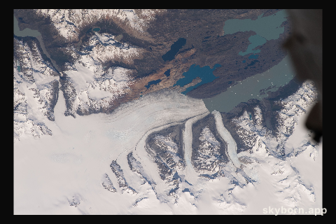 Upsala Glacier, in between Chile and Argentina, flows into Lago Argentina in this photograph from the International