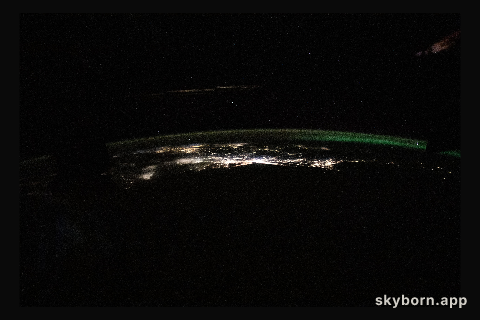 The photograph from the International Space Station looks back toward the northeast Atlantic coast of the United States