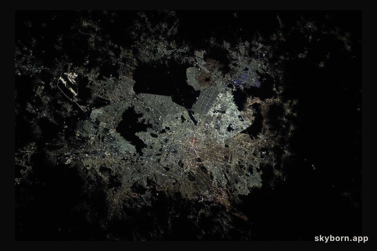 The night lights of Mexico City, the capital and largest city of Mexico with a population of 9.2 million, are pictured